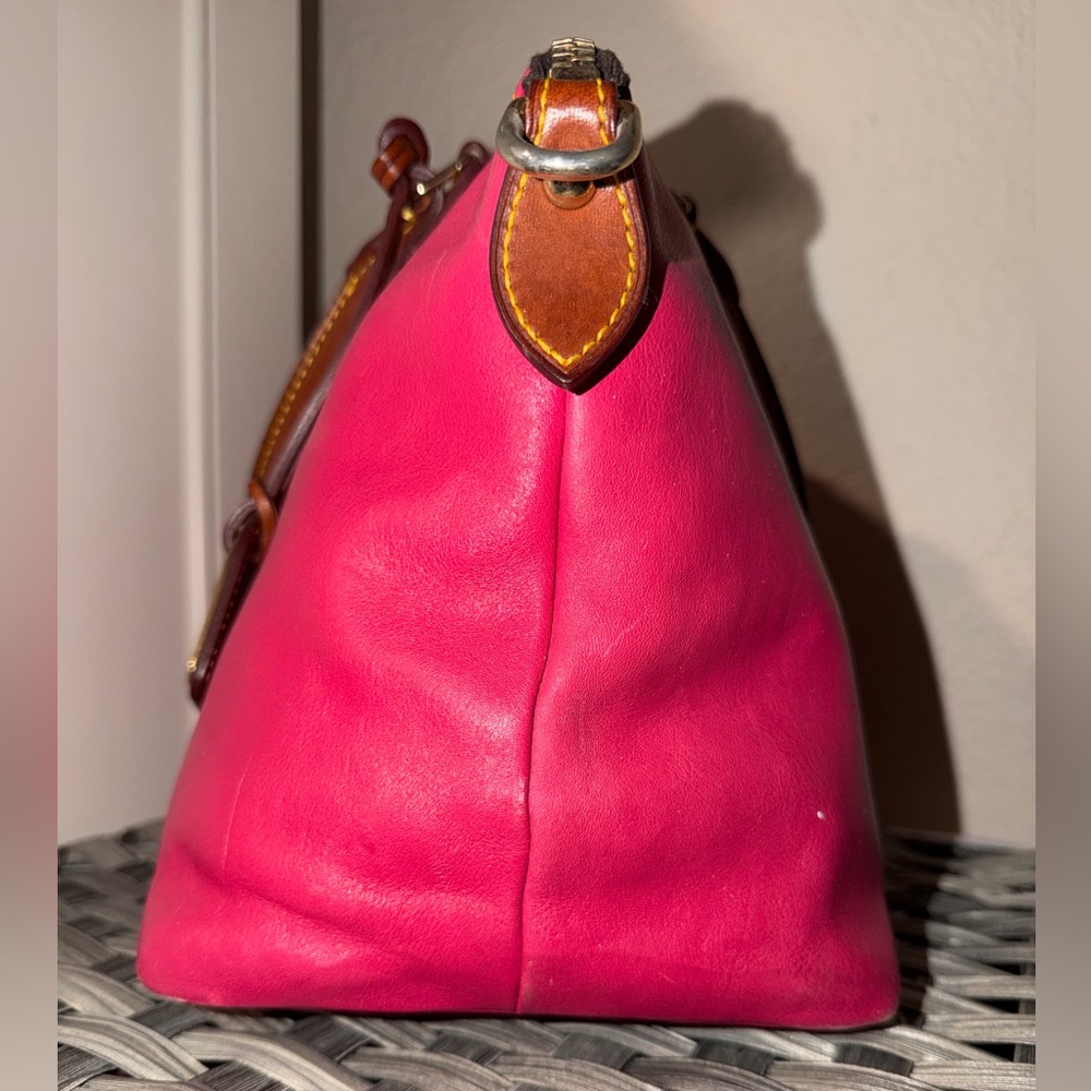 Dooney & Bourke Florentine Leather Satchel Pink w Leather Strap & Duck Hangtag - Picture 7 of 16
